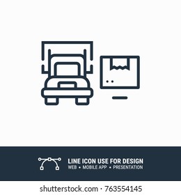 Icon truck and package graphic design single icon vector illustration