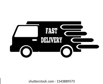 Icon truck with text Fast Delivery. Isolated vector illustration.