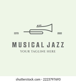 icon trumpet line art logo design minimalist illustration or musical