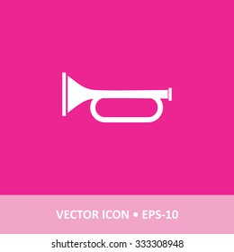 Icon of Trumpet on Magenta Color Background. Eps-10.