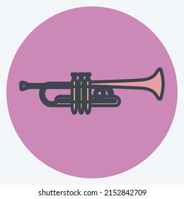 Icon Trumpet. suitable for music symbol. color mate style. simple design editable. design template vector. simple symbol illustration