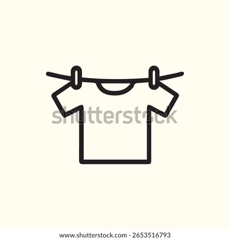 Icon of a t-shirt hanging on a clothesline drying in the sun for clothes laundry day and simple cleaning tasks