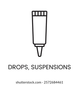 An icon of a tube applicator in vector, symbolizing spot-on medication or topical treatment, with an editable stroke.