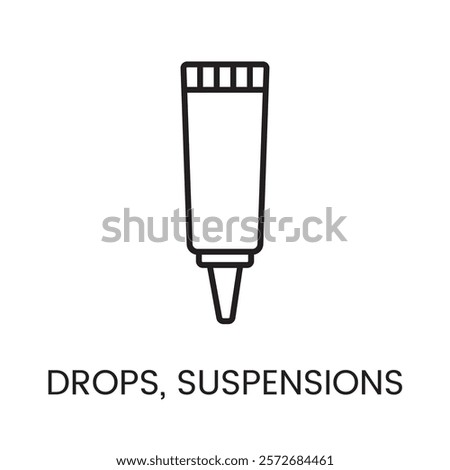 An icon of a tube applicator in vector, symbolizing spot-on medication or topical treatment, with an editable stroke.