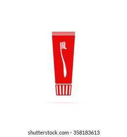 Icon tube of toothpaste.