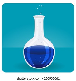 icon tubes with blue liquid on blue background