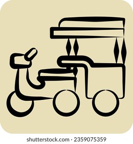 Icon Tuk Tuk. related to Cambodia symbol. hand drawn style. simple design editable. simple illustration