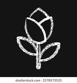 Icon tulip. Beautiful flowers elements. Icon in chalk style.