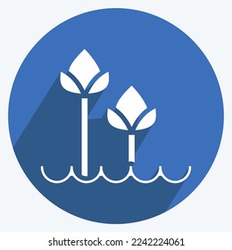 Icon Tulips 2. related to Flora symbol. long shadow style. simple illustration. plant. Oak. leaf. rose