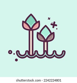 Icon Tulips 2. related to Flora symbol. MBE style. simple illustration. plant. Oak. leaf. rose