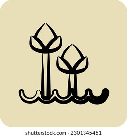 Icon Tulips 2. related to Flora symbol. hand drawn style. simple illustration. plant. Oak. leaf. rose