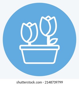 Icon Tulips in Pot. suitable for Spring symbol. blue eyes style. simple design editable. design template vector. simple symbol illustration