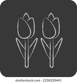 Icon Tulips. related to Environment symbol. chalk style. simple illustration. conservation. earth. clean