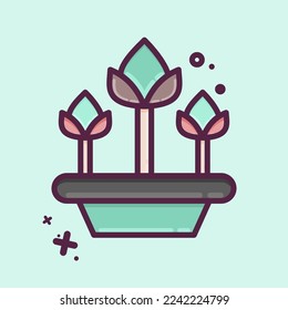 Icon Tulips. related to Flora symbol. MBE style. simple illustration. plant. Oak. leaf. rose