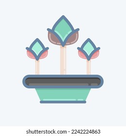 Icon Tulips. related to Flora symbol. doodle style. simple illustration. plant. Oak. leaf. rose