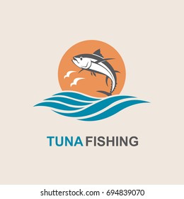 icon of tuna fish with waves