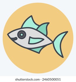 Icon Tuna. related to Seafood symbol. color mate style. simple design illustration