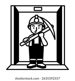 Un icono de un trabajador de túnel diseñado en estilo dibujado a mano
