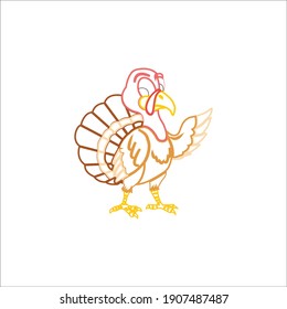 Icon Turkey Color Line  Animal Design