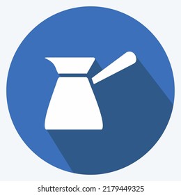 Icon Turkish Coffee Pot. suitable for Drink symbol. long shadow style. simple design editable. design template vector. simple symbol illustration