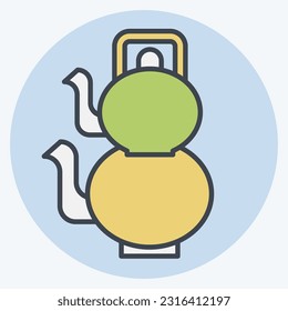 Icon Turkish Teaport. related to Tea symbol. color mate style. simple design editable. simple illustration. green tea