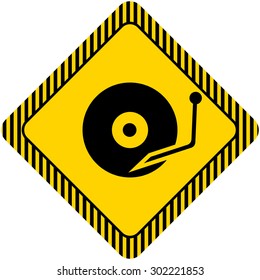 Icon of turntable playing vinyl disc