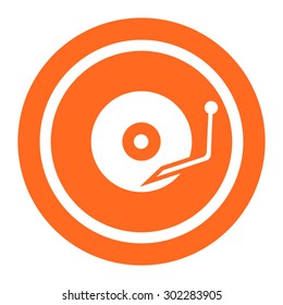 Icon of turntable playing vinyl disc
