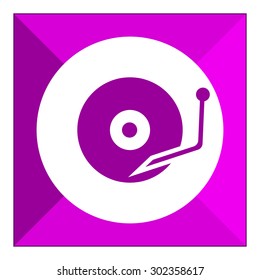 Icon of turntable playing vinyl disc