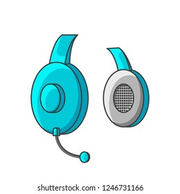 Icon turquoise headphones with a microphone. Vector illustration on white background