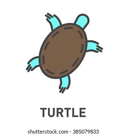 Icon turtle into flat style