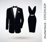 icon tuxedo and dress for celebration on a light background