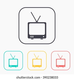 icon of tv color set