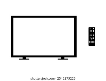 icon tv digital with remote on white background, vector illustration, glyph icon