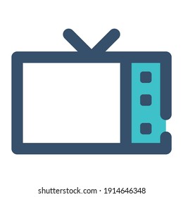 tv de iconos con estilo de línea rellena y color azul