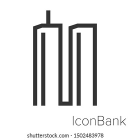 Icon Twin Towers in black and white Illustration.