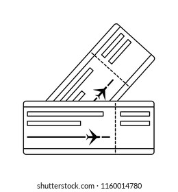 Icon of two airplane tickets. Thin line design. Vector illustration.
