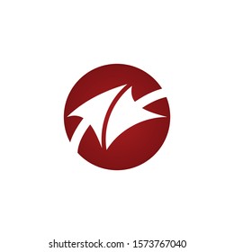 Icon of two arrows opposite each other in the red circle. Logo design template, modern, sophisticated, simple, geometric. -Vector