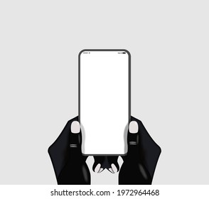 Icon two black hands holding a mobile phone
