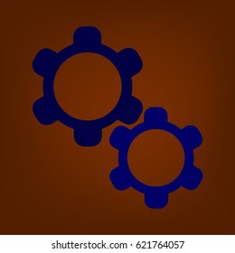 icon with two blue gears in brown background