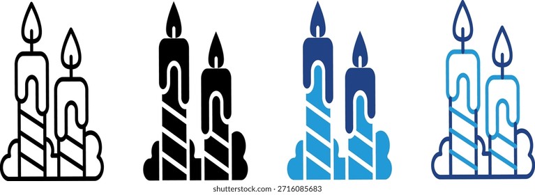 An icon of two burning candles, a symbol of renewal and hope for the new year, celebration, or a cozy dinner atmosphere.