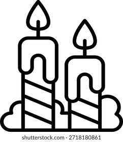 Icono de dos velas encendidas, símbolo de Renovación y esperanza para el año nuevo, celebración o un ambiente acogedor para cenar.