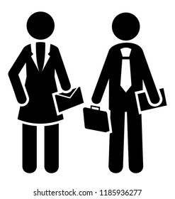 Icon of two business persons doing chat regarding a product