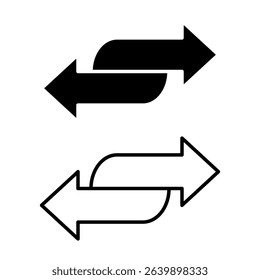 icon of two curved arrows pointing in opposite directions, indicating exchange, transfer, refresh, back and forth, or synchronization, suitable for ui or ux mobile applications