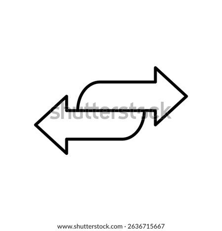 icon of two curved arrows pointing in opposite directions, indicating exchange, transfer, refresh, back and forth, or synchronization, suitable for ui or ux mobile applications