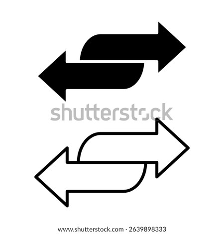 icon of two curved arrows pointing in opposite directions, indicating exchange, transfer, refresh, back and forth, or synchronization, suitable for ui or ux mobile applications