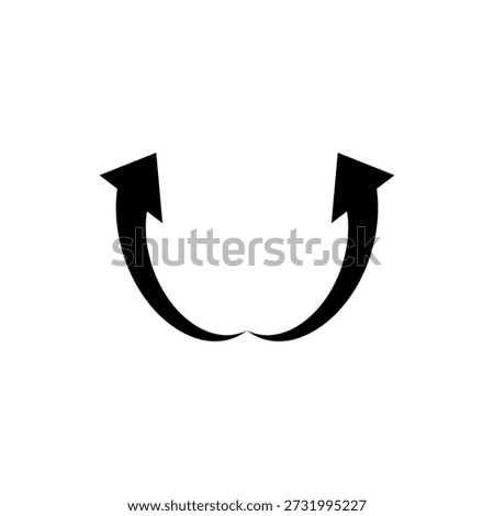 Icon of two curved arrows pointing upward. Two semicircular arrows point in up. Vector illustration.