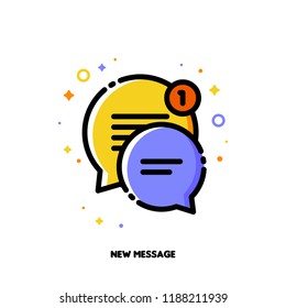 Icon of two cute speech bubbles for new message concept. Flat filled outline style. Pixel perfect 64x64. Editable stroke