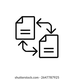 Icon of two documents with curved arrows representing data exchange or transfer file