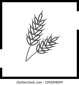Icon two ears of wheat in black and white for website and applications.