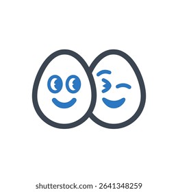 Icon of two eggs with faces one smiling and one winking